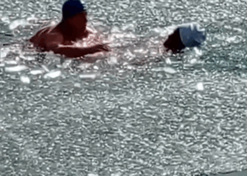 M0809023 Heroic men break through the ice to rescue stuck dog part2