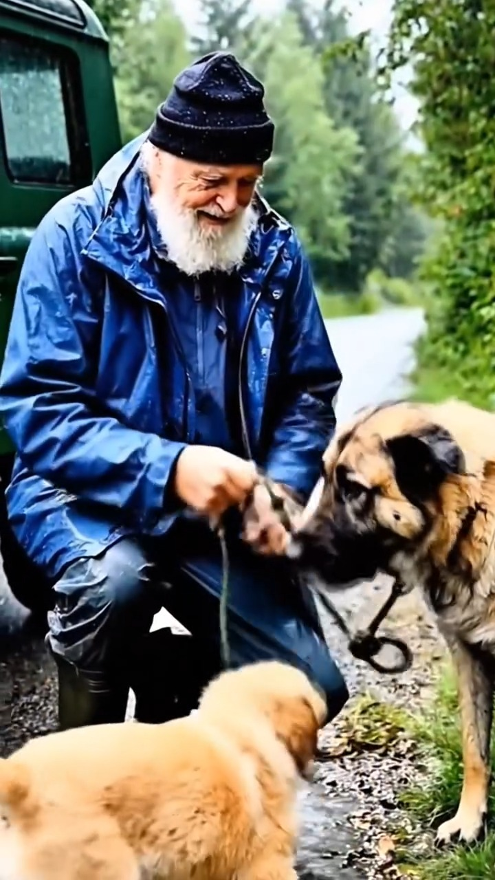 M1911014 Kind Man Saves Mother Caucasian Shepherd Dog Her Puppy #animals #rescue #wildlife PawRescue part2