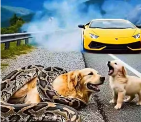 V1801019 Snake Traps Mother Golden Retriever, Then Kind Man Steps In #dog #snake #fyp Shep Save Paws_p